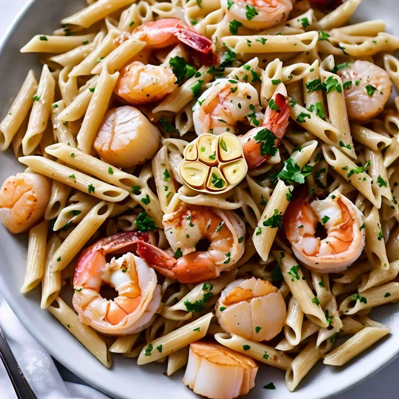 Garlic Shrimp and Scallop Pasta