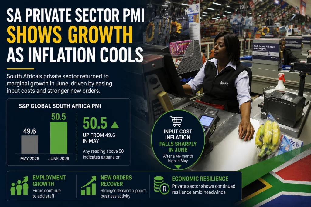 SA private sector PMI shows growth as inflation cools