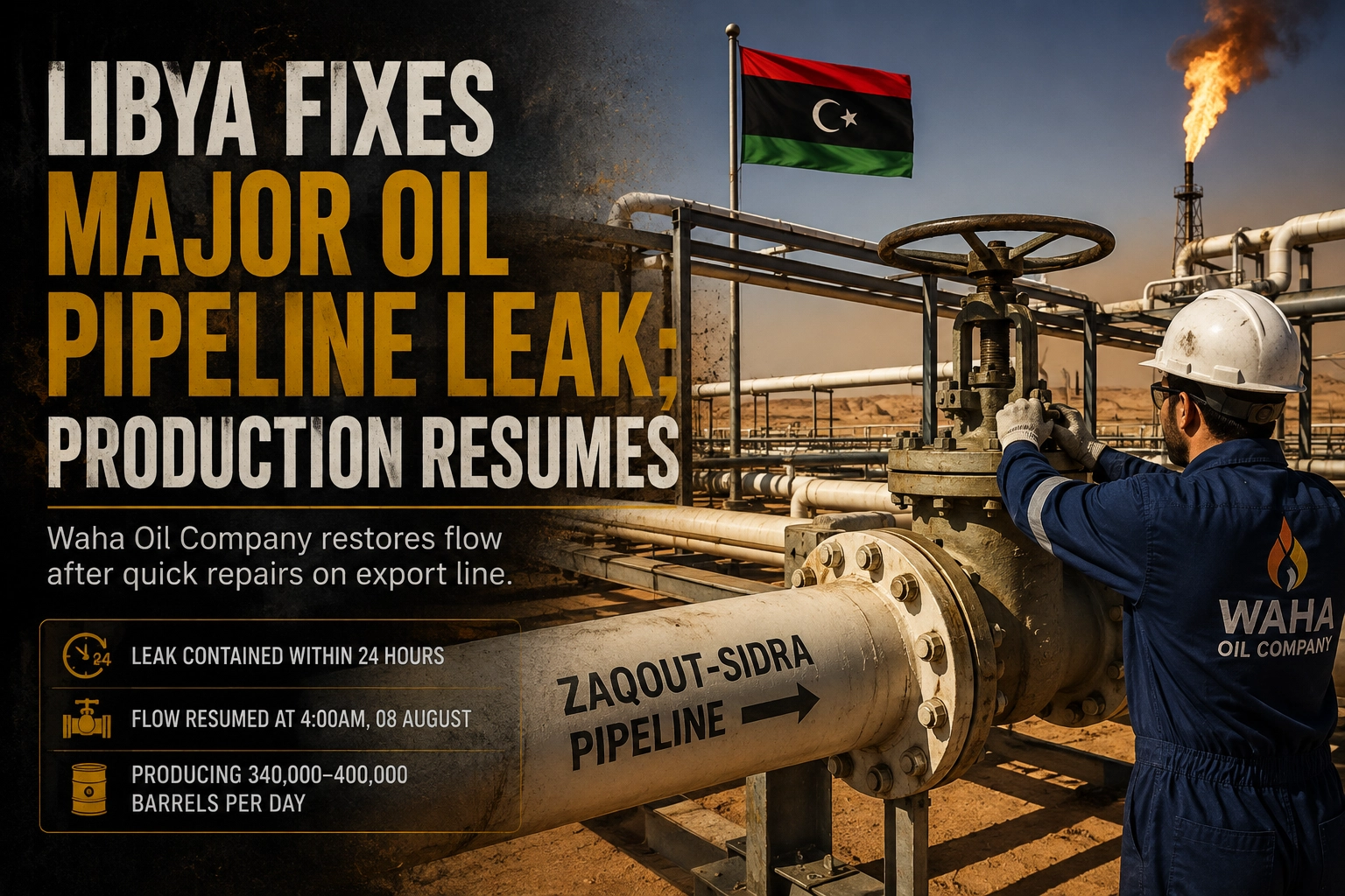 Libya Fixes Major Oil Pipeline Leak; Production Resumes