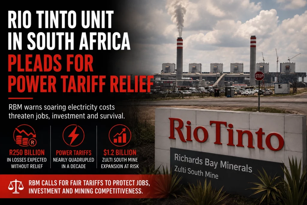 RIO TINTO UNIT IN SOUTH AFRICA PLEADS FOR POWER TARIFF RELIEF