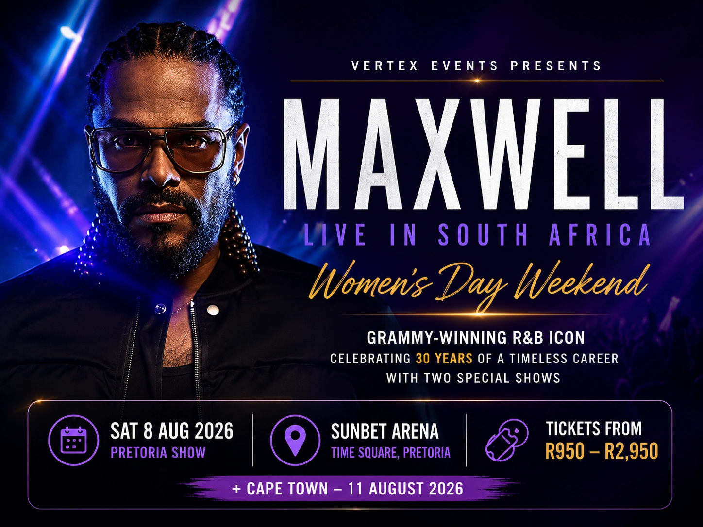 CANCELLED: Maxwell Live – Women’s Day Weekend